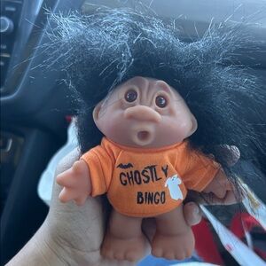 Troll Doll with Orange Ghostly Bingo Shirt